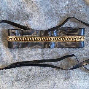Zara Wide Belt with Gold Curb Chain
